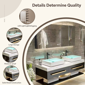Mueble de <span class=keywords><strong>Baño</strong></span> <span class=keywords><strong>con</strong></span> Lavabo Individual/Doble de 36-92 Pulgadas, Mueble de <span class=keywords><strong>Baño</strong></span> Moderno <span class=keywords><strong>con</strong></span> <span class=keywords><strong>Espejo</strong></span> Inteligente - Product Image 3