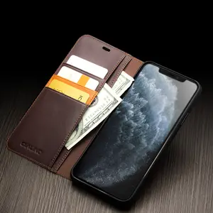 QIALINO原创设计真皮钱包手机壳，适用于iPhone 11 Pro Max