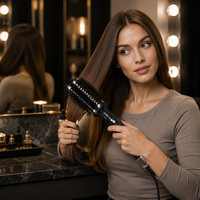 Brosse Sèche-Cheveux à Huile Essentielle Torlin 800W 110-240V 2 Réglages de Chaleur Flux d'Air Surround à 360 Degrés Séchage Rapide Lissage Bouclage