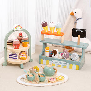 Early Learning Pretend Play House Kitchen Toy Dessert Cake <strong>Wooden</strong> Afternoon <strong>Tea</strong> Play <strong>Set</strong> Kindergarten Corner Mixer <strong>Tea</strong> <strong>Set</strong> - Product Image 2