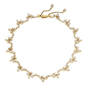 Gemnel 925 Silver Vine <b>Necklace</b> with <b>Delicate</b> Patterns Rainbow Gemstones Romantic Sparkle Adjustable Jewelry Set - Product Image 5