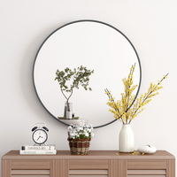 Miroir mural personnalisé de luxe pour décoration de maison et d'hôtel, cadre rond en métal suspendu noir or argent en aluminium cuivre style nordique