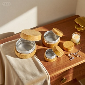 บรรจุภัณฑ์เครื่องสำอางธรรมชาติ กระป๋องโลหะ ไม้ไผ่ อะลูมิเนียม ขวดอะลูมิเนียม ขวดไม้ไผ่ ขวดเครื่องสำอางพร้อมฝาไม้ไผ่สำหรับครีม - Product Image 2
