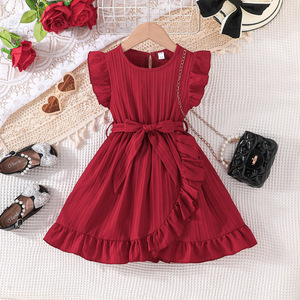 Robes d'été pour filles, manches à volants, vêtements <span class=keywords><strong>de</strong></span> fête d'anniversaire, couleur unie, robe <span class=keywords><strong>de</strong></span> princesse douce, pour les <span class=keywords><strong>vacances</strong></span> <span class=keywords><strong>des</strong></span> enfants - Product Image 1
