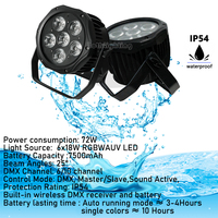 Nouveau produit 6*18w RGBWA + UV LED extérieur étanche uplights sans fil dmx batterie Par lumière pour la décoration de la maison effets de scène