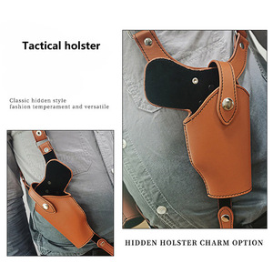 Universal Brown <strong>Leather</strong> <strong>Tactical</strong> <strong>Vest</strong> with Mag Pouch and Gun Holster PC Material Unisex for Training - Product Image 6