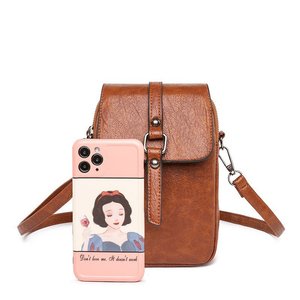 Custom Logo Retro Mini Phone Crossbody Bags Soft Leather Vertical Shoulder Bags Women <b>Small</b> Casual Mobile Phone <b>Purses</b> - Product Image 3