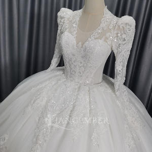 Robe de mariée élégante du Nigeria, robe de mariée ornée de fleurs, Vestidos De Novias, robe de soirée en dentelle à sequins et perles Lscm06 Jancember - Product Image 4