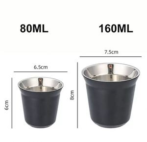Nouvelles tasses à expresso en acier inoxydable à double paroi isolées sous vide de 80 ml et 160 ml, verres à shot, tasses à café portables personnalisables en gros avec logo - Product Image 2