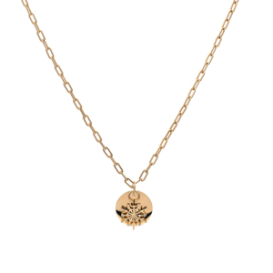 Collier pendentif octogonal en acier inoxydable de haute qualité, serti de flocons de neige, étoile céleste, coupe brillante, plaqué or 18 carats - Product Image 1