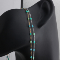 Élégante chaîne trombone 3+1 en or 14K plaqué/argent S925 émaillé bleu menthe/suïssien scintillant pour la création de bijoux permanents DIY