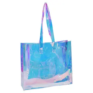 Personalizado New Design praia brilhante sacola ombro Mulheres PVC saco de compras pvc Piscar Iridescente Holográfico Bolsa com alça