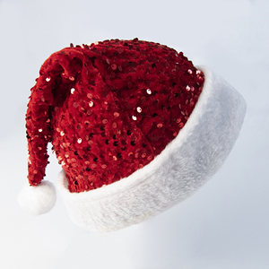 Sombrero clásico <span class=keywords><strong>de</strong></span> Papá Noel <span class=keywords><strong>de</strong></span> lentejuelas rojas con ribete <span class=keywords><strong>de</strong></span> piel sintética blanca y Pompón para el día <span class=keywords><strong>de</strong></span> Navidad Sombrero <span class=keywords><strong>de</strong></span> Navidad <span class=keywords><strong>de</strong></span> felpa <span class=keywords><strong>de</strong></span> Navidad - Product Image 3