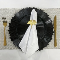 Assiette de Présentation Ronde Noire de 13 Pouces en Plastique pour Mariages et Événements, Personnalisable en Gros