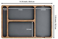 Plateau de rangement en bois personnalisé pour homme avec doublure en cuir PU, organiseur de chevet, plateau de rangement EDC, support pour clés et téléphone pour homme