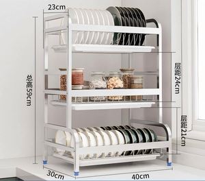 Countertop Stainless Steel Metal <b>Kitchen</b> Dish Rack Utensil Organizer <b>Storage</b> Sink Rack Dish Drying Rack Non-Folding - Product Image 5