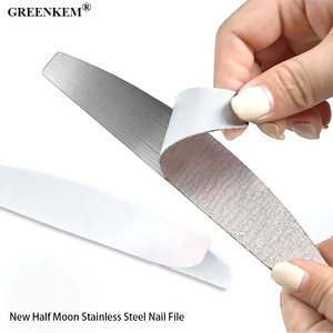 La nueva tira de lima de uñas de acero inoxidable Half Moon se puede rasgar y reemplazar el papel de lija profesional de lima de uñas de Metal - Product Image 5