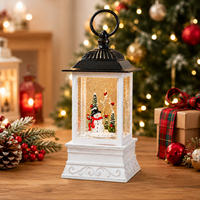 Weihnachtswasserlaterne, Leuchtende Retro-Laterne mit Weihnachtsmann und Funkelnden Schneeflocken Feiertagsdekoration
