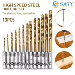 Juego de 13 Brocas Helicoidales de Acero Rápido con Recubrimiento de Titanio, Vástago Hexagonal, 1/16\", 1/4\", Acero de Alta Velocidad, Carburo, 5mm, 6mm, 8mm, 10mm, Almacén en EE. UU. - Product Image 4