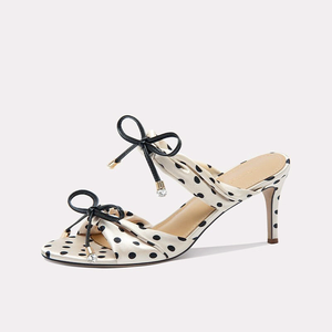 Women's Retro Polka Dot Strappy High Heeled Sandals Open Toe Lace-up Slip-On Fashionable Trend - Product Image 5