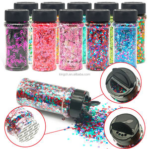 Entrepôts américains 24 bouteilles holographiques ongles paillettes formes mélangées irisées ongles paillettes flocons coeur manucure décorations ensembles - Product Image 3