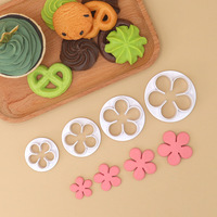 Emporte-pièces réutilisables en plastique alimentaire, 4 tailles, motif fleur, pour boulangerie, outils de pâtisserie, moules à pâtisserie - Vente chaude