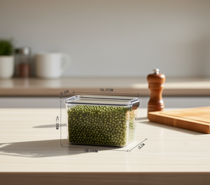 Boîte hermétique rectangulaire 1,5 L en acrylique, récipient de rangement alimentaire pour cuisine, couvercle à clipser, design minimaliste - Product Image 2