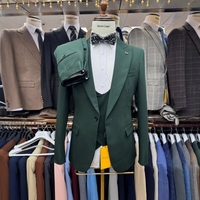Costume 3 pièces élégant de niveau exécutif pour homme, veste + gilet + pantalon, couleur unie, pour dîner de gala