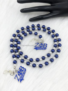 Fait à la main sororité grecque Zeta Phi Beta blanc bleu perle lettre breloques <span class=keywords><strong>lunettes</strong></span> <span class=keywords><strong>de</strong></span> soleil <span class=keywords><strong>lunettes</strong></span> <span class=keywords><strong>de</strong></span> lecture chaîne porte-<span class=keywords><strong>cordon</strong></span> - Product Image 4