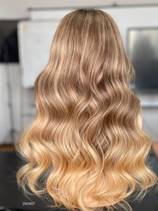 100% cabello europeo cabello humano tímido diseño de lujo Hd 13*5 peluca con malla frontal Balayage Color ondulado para mujeres - Product Image 4