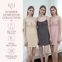 Robe de Nuit Femme en Viscose Slub Teinte Écologiquement, Bretelles Fines, Poitrine Froncée, Qualité Supérieure, Faible MOQ, Idéale pour Hôtels, Spas et Sommeil