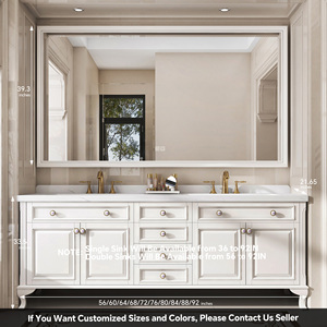 Mueble de <span class=keywords><strong>Baño</strong></span> Estilo Francés <span class=keywords><strong>con</strong></span> Lavabo Doble, Gabinete de Madera Sólida <span class=keywords><strong>y</strong></span> <span class=keywords><strong>Espejo</strong></span> Inteligente <span class=keywords><strong>con</strong></span> Almacenamiento para Baños Modernos - Product Image 6