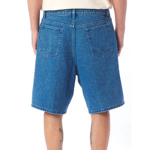 Alta qualità modello solido stile Casual Logo personalizzato afflitto lavaggio 12 once Baggy Fit <span class=keywords><strong>bermuda</strong></span> <span class=keywords><strong>da</strong></span> uomo Jorts Denim pantaloncini larghi - Product Image 2