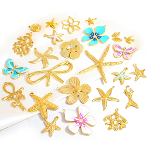 Flor Marina Barroca |   Colgantes de Acero Inoxidable con Baño PVD de 18K y Esmalte, Venta al por Mayor para Fabricación de Joyería DIY |   Resistente al agua y duradero - Product Image 5