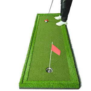 Tapis d'entraînement de golf miniature vert 61cm x 274cm, gazon artificiel d'intérieur avec drapeau et logo - Product Image 4