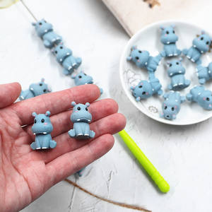 BETTER personnalisé sans BPA bricolage Beadabl stylos dessin animé Animal hippopotame en gros 3d Silicone perles focales - Product Image 2