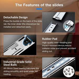 מסילות מגירות נירוסטה חזקות במיוחד של YENUO, מסילות צדדיות עם מיסבי כדוריות 12-60 אינץ' - Product Image 4