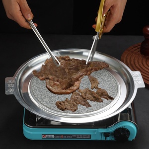 韩式不粘牛排烧烤盘烤鱼烧烤石料理盘圆形铁板烧铁板烧 - Product Image 3