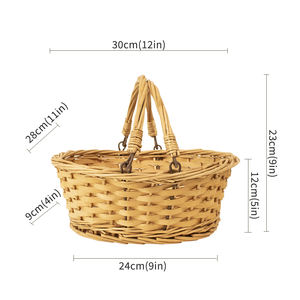 Cesta de almacenamiento ecológica JY, cesta de cosecha tejida, cesta de flores de sauce con asa plegable para almacenamiento, Picnics, Pascua - Product Image 6