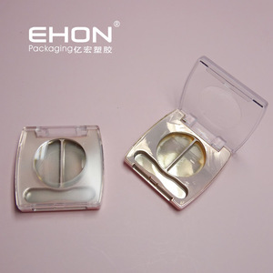 Square 2 Grids Empty Eyeshadow Case Transparent Lid Metallic <b>Makeup</b> <b>Compact</b> Palette With Brush Slot Custom Cosmetic Packaging - Product Image 1