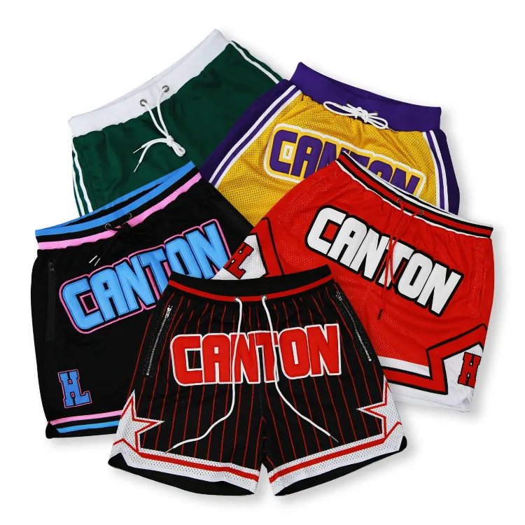 Pantaloncini da basket personalizzati pantaloncini da basket in rete con Logo ricamato a selezione multipla