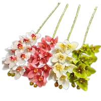 10-Head Kunstmatige Cymbidium Orchidee Bloem Tak Real Touch 3d Afdrukken Faux Bloemen Voor Kerst Terug School Chinees Nieuwjaar