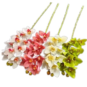 Rama de flor de Orquídea Cymbidium artificial de 10 cabezas, impresión 3D de tacto Real, flores de imitación para Navidad, escuela, Año Nuevo chino - Product Image 3