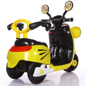 2023 Nieuwe Model Cartoon Afbeelding Gele Kleuren Kinderspeelgoed Led Koplampen Elektrische Motorfiets