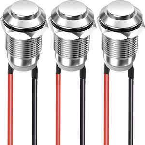 12mm kim loại nút chuyển đổi với dây, không có ánh sáng, cao đầu tự khóa/thiết lập lại, nút kim loại không thấm nước - Product Image 1