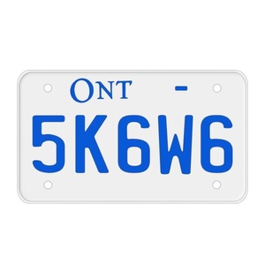 Targhe Personalizzate Uniche in Stile Ontario per Moto e Auto, Realizzate in <span class=keywords><strong>Alluminio</strong></span> Riflettente con Dettagli Blu e Bianchi - Product Image 1