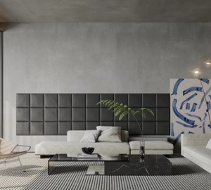 Tête <span class=keywords><strong>de</strong></span> <span class=keywords><strong>lit</strong></span> à peler et coller pour roi, pleine et reine panneaux muraux insonorisés panneau mural 3D rembourré gris rose - Product Image 5