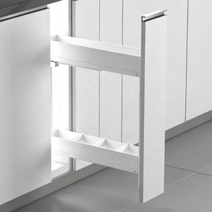 Modern 3-Layer <b>Narrow</b> Pull Out Basket Metal Plate Space-Saving Kitchen Base Cabinet <b>Storage</b> Accessories Partitioned <b>Storage</b> Mild - Product Image 1