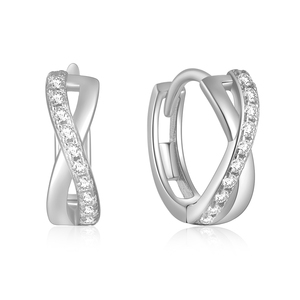 Aretes de Aro CANNER con Circonita Cúbica, Diseño Simple y Clásico, Plata de Ley S925, Baño de Oro de 18K para Mujer - Product Image 1