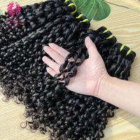 Extensions de tissage de cheveux humains vierges avec boucles pixie brésiliennes, double trame 100% paquets de cheveux humains bouclés avec coupe pixie vierge
